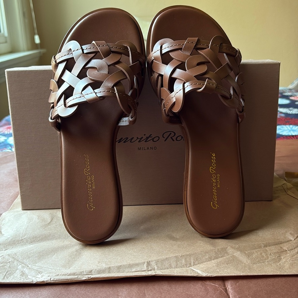 🤎🌟🤎 Gianvito Rossi Brown Sandals with Intricate Cut-Out Design 🤎🌟🤎 - Picture 3 of 16